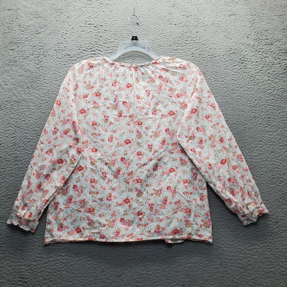 Talbots Shirt Top Womens Large Multi Swirl Ditsy Floral Long Sleeve Button Front - Picture 2 of 9